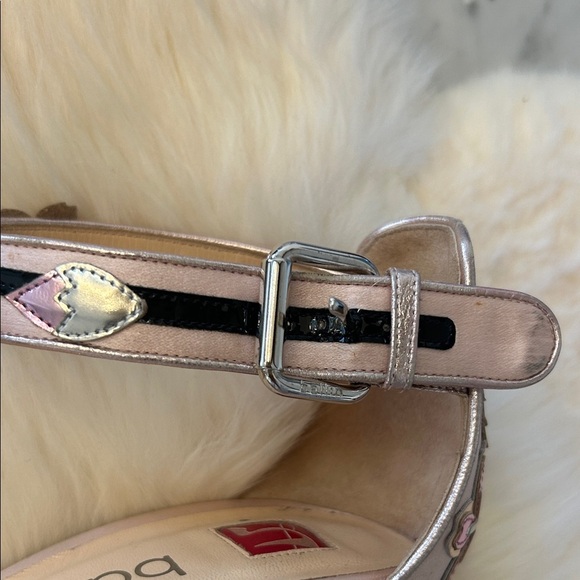 BALLIN Vintage Pink Satin Floral Metallic Heels Size 39 - Picture 12 of 16